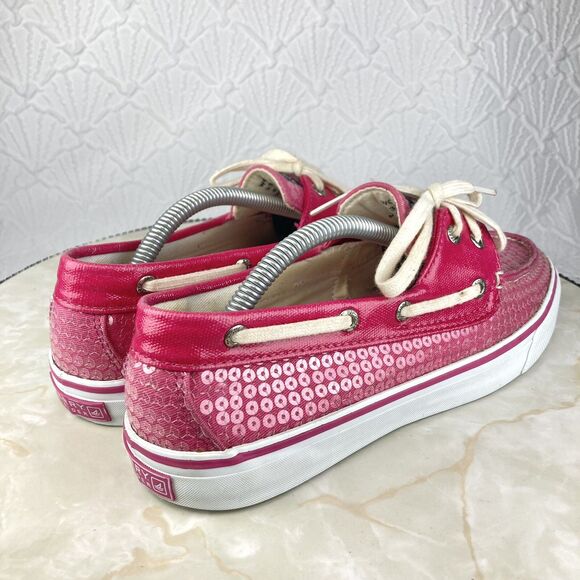Sperry Shoes Womens 7 Pink Sequin Biscayne Classic Driving Slip On Boat Loafers - Picture 9 of 12